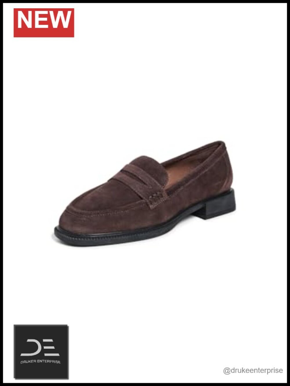 Women's Leather Loafers Penny Strap Chunky Heel Square Toe